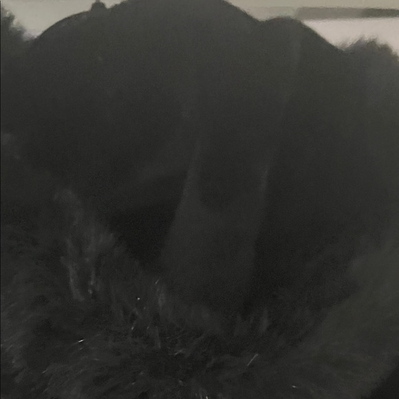 Women's Black Faux Fur Coat with big fur trim - Picture 11 of 15